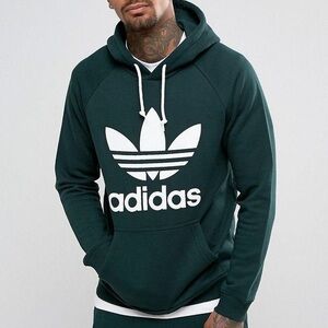 Adidas Trefoil Hoodie in Dark Forrest Green